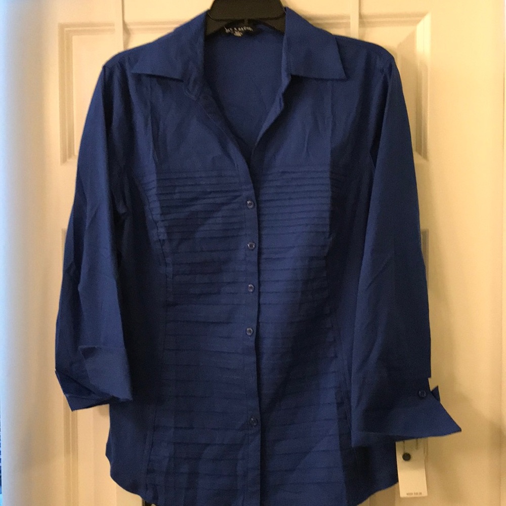 NWT ZAC & RACHEL SZ L BLUE FITTED SHIRT